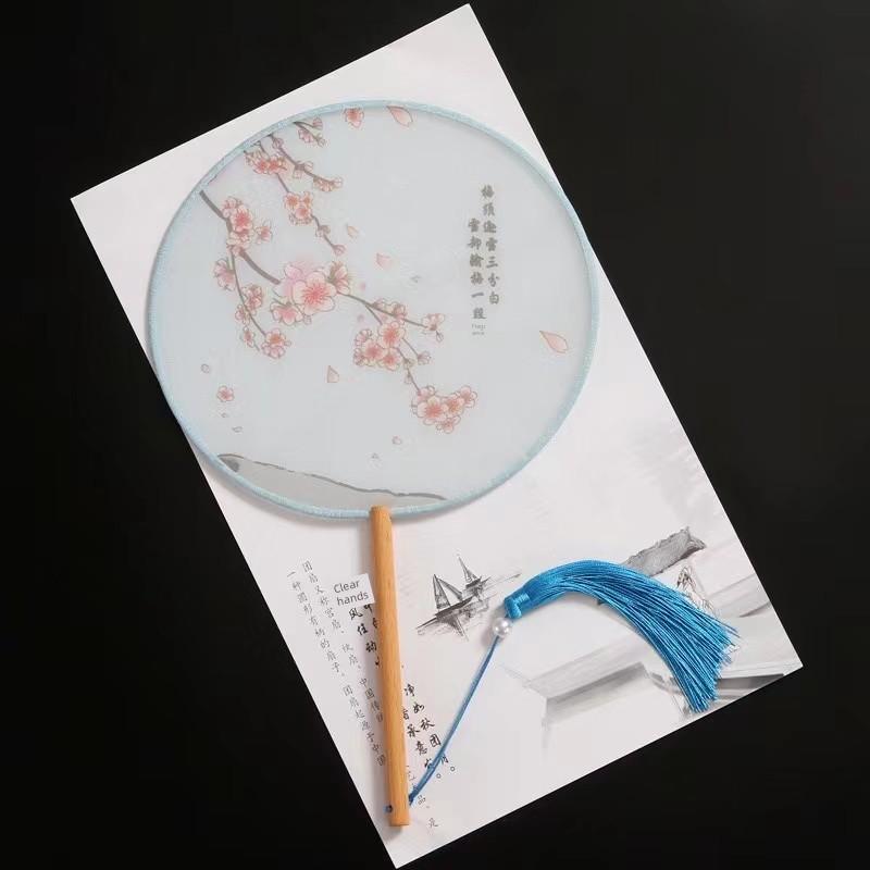 New Semi-Transparent Ancient-Style Round Fan, Double-Sided Palace Fan, Bridal Round Fan, Dance Fan, Chinese Style Classical Hanfu Small Fan