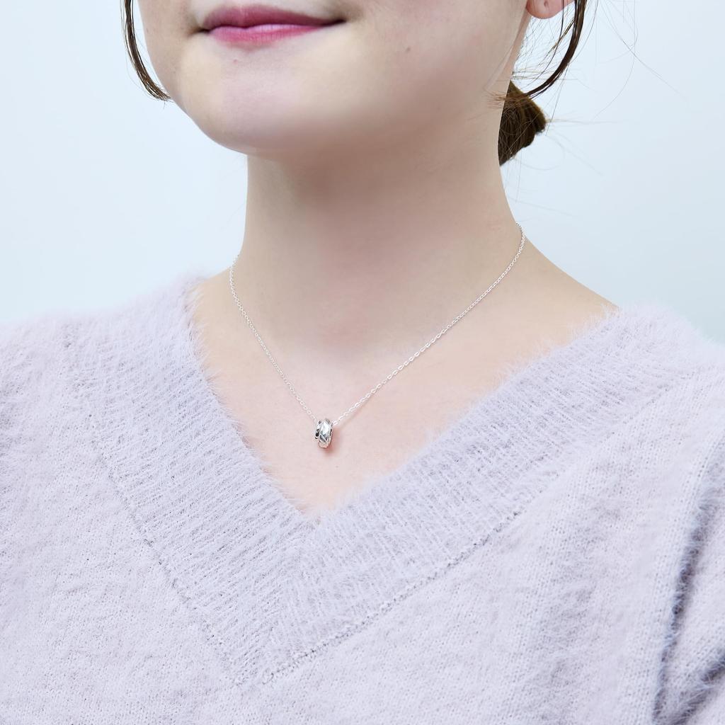 THE KISS Cut Ring Pair Necklace 50cm 2025-01N - Sparkling Faceted Silver 925 Couple Set with Adjustable Length and Gift Box