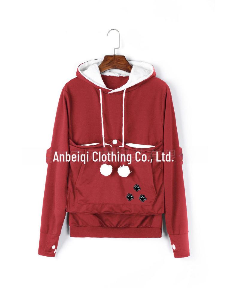European and American Hot-Selling Embroidered Pet Hoodie with Large Pocket - Winter Plus Velvet Style