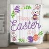 Easter Bunny Egg Party Decor Shower Curtain Set for Bathroom Home Decor Happy Easter Day Gift Ideas for Kids Adults Purple White