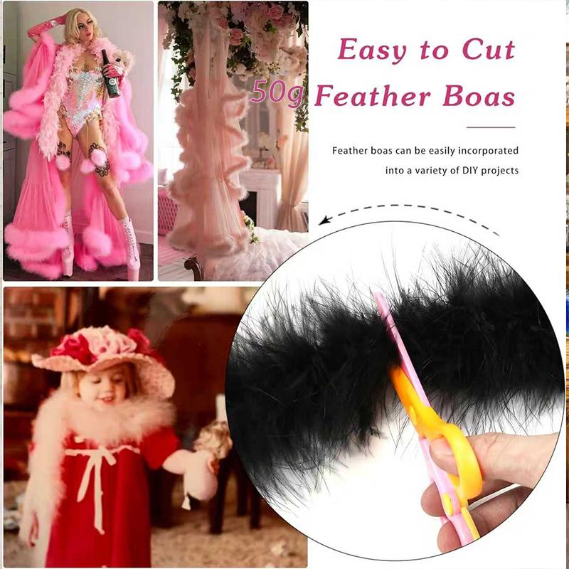 DIY 2 Meters Fluffy Natural Turkey Marabou Feather Boa for Wedding Party Decoration Feathers Shawl Scarf DIY Dress Sewing Crafts