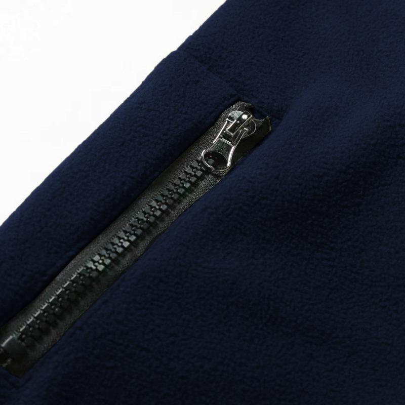 New Fleece Men's Polar Fleece Warm Autumn and Winter Color-blocked Velvet Pullover Stand-up Collar Top