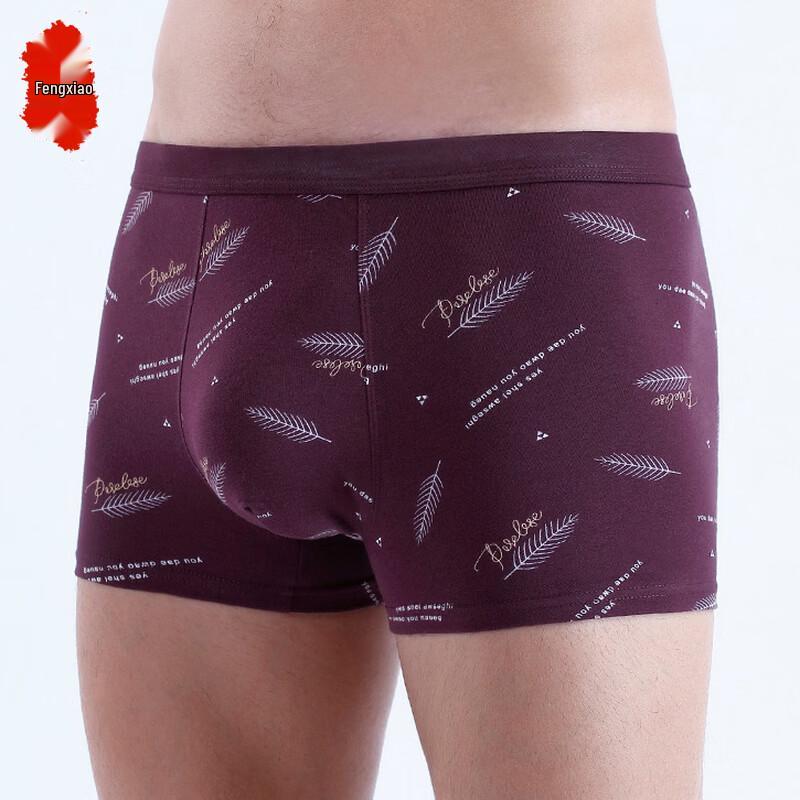 Fengxiao Men's Breathable Mid-waist 3D Print Boxer Briefs
