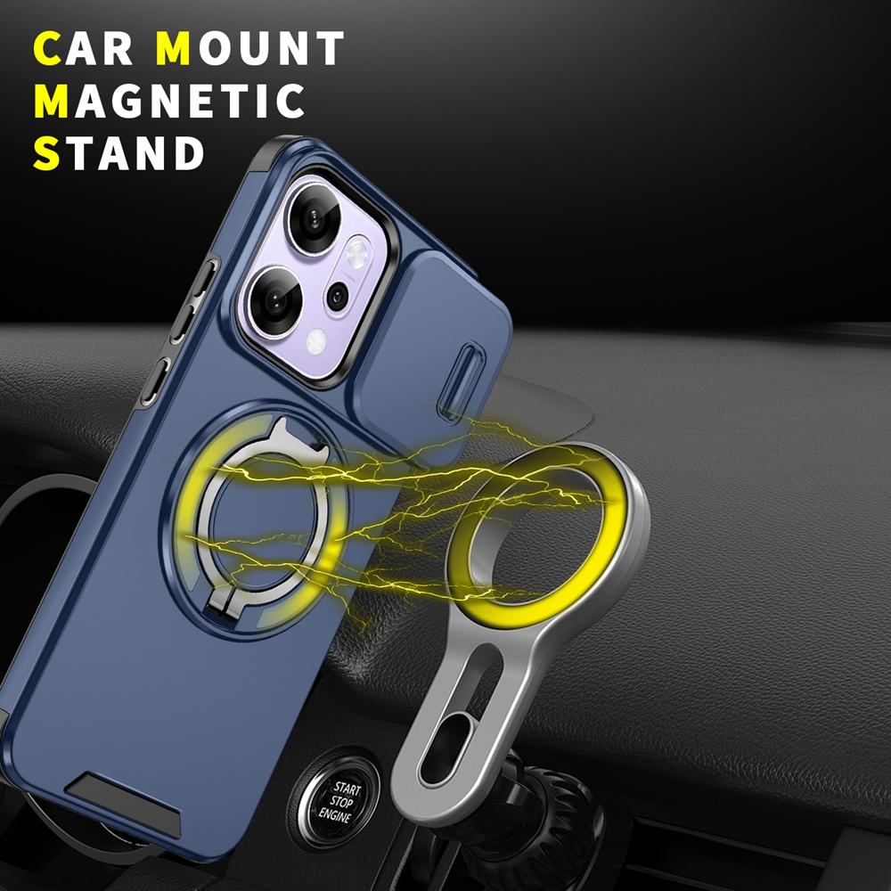 KEYSION 360° Ring Stand Phone Case for OPPO Reno14 Pro 5G Slide Camera Protection Magnetic Shockproof Cover for OPPO Reno14 F 5G