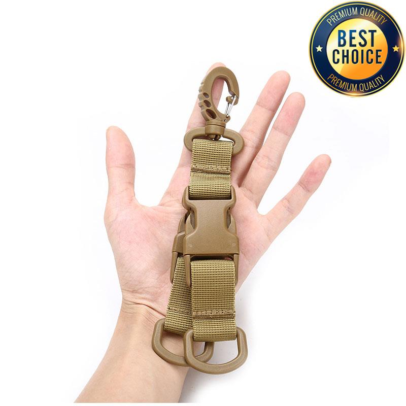 Tactical Nylon Webbing Backpack Hook Multifunctional Carabiner D-Shaped Keychain Double-split quick release hanging Buckle