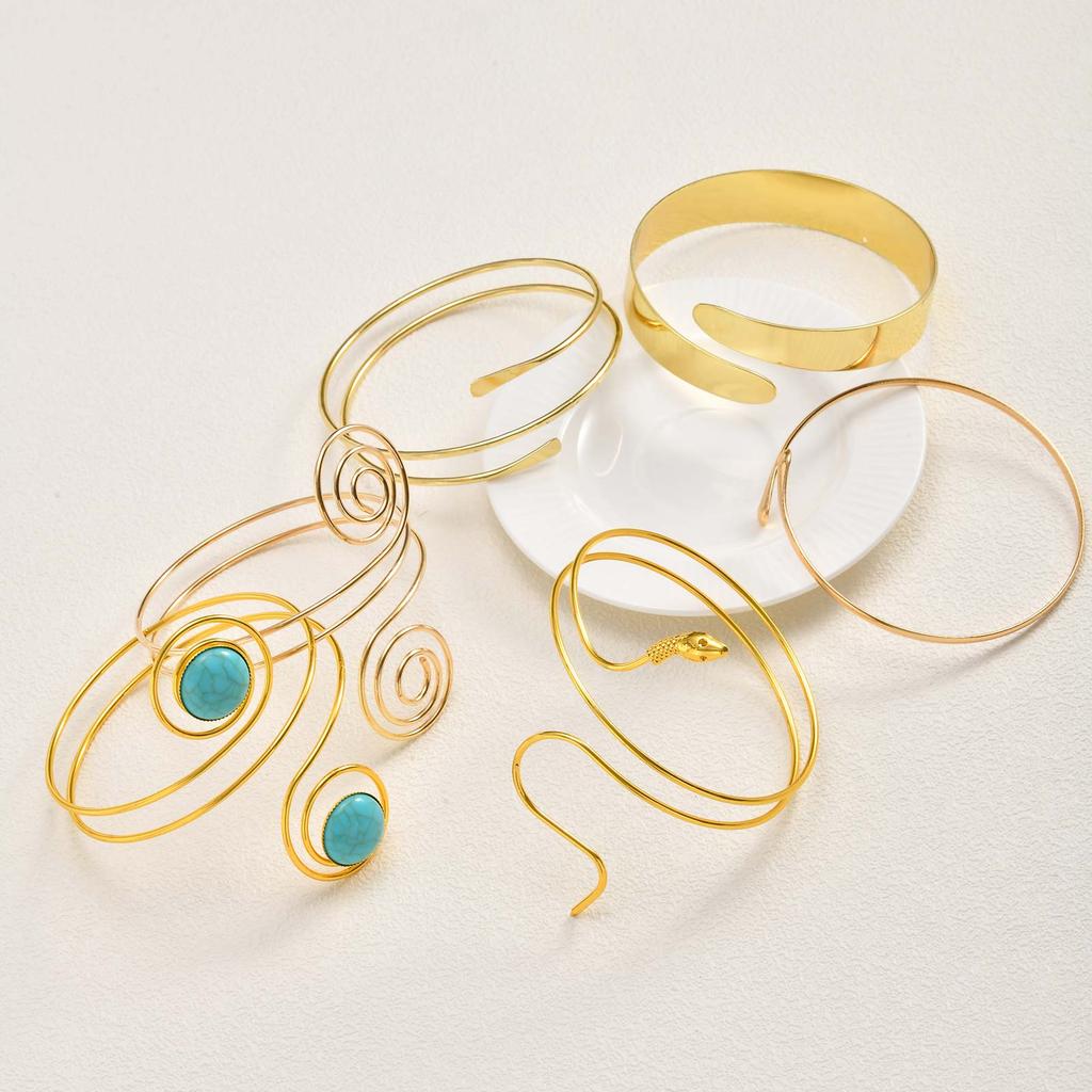 Upper Arm Armlet Bracelets for Women, Fashion Creative Spiral Line Adjustable Armband Cuff Bangle, Luxury Aesthetic Jewelry