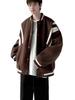 Men's Retro Wool Color Block Baseball Jacket - Trendy, High-End, Versatile Coat for Spring and Autumn.