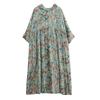 DIMANAF 2025 Summer Women Plus Size Long Dress Hoodies Pleated Floral Basic Casual Loose Vintage Dress Maxi