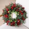 Realistic Design Christmas Wreath Velvet Bow Faux Greenery Wreath  Indoor Decor