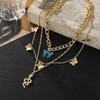 Creative Simple Temperament Women's Necklace Lovely Atmosphere Blue Butterfly Snake Necklace 3-piece Set