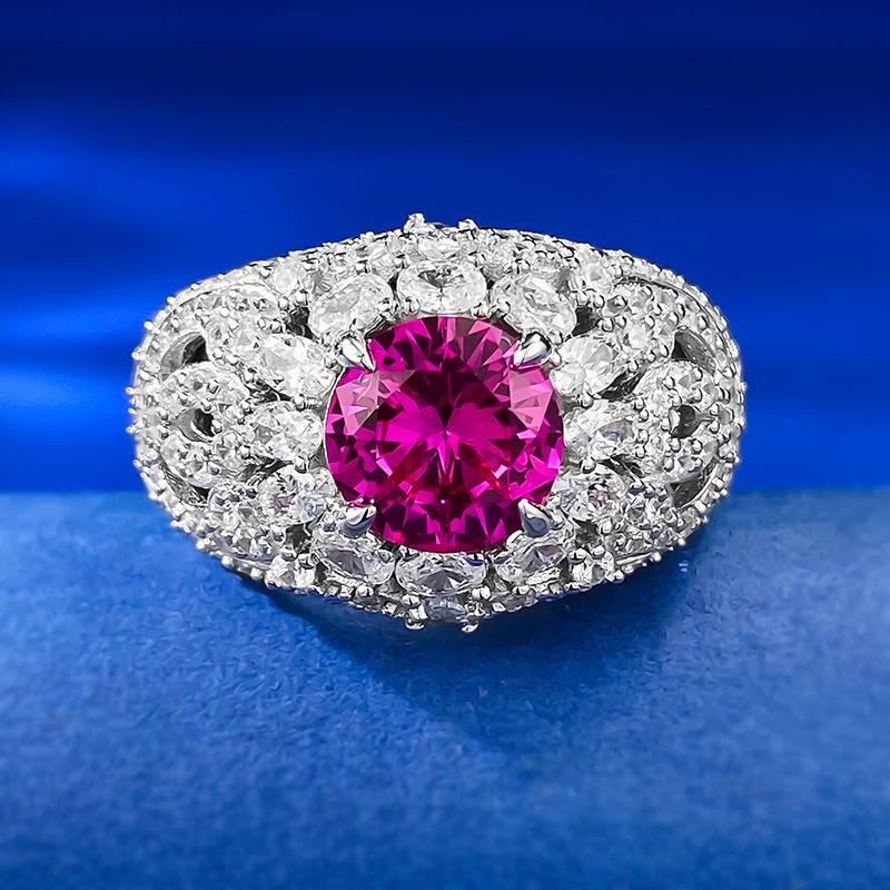 

Ювелирные изделия Xiancan 2024: Кольцо из серебра 925 пробы с бриллиантом высокой чистоты и розовым сапфиром - Европейский и американский стиль легкой роскоши Size 8