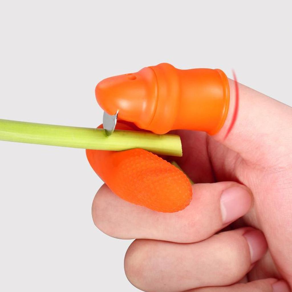 Silicone Thumb Knife Stainless Steel Thumb Knife Picker for Peel Pick Vegetables Pepper Beans