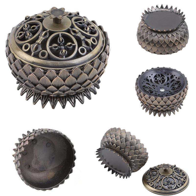Retro Lotus Incense Holder Burner Charcoal Burning Bowl Vintage Tibetan Copper Buddha Sandalwood Censer Home Office Indoor Decor