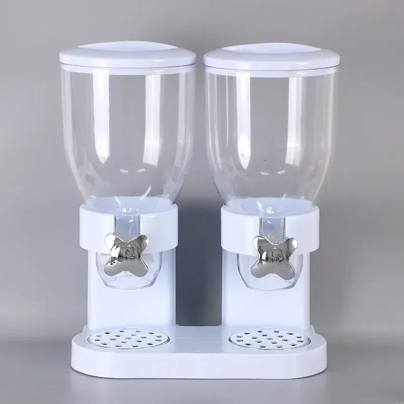 Cereal Dispenser Kitchen Transparent Food Storage Jar Sealed Moisture-proof Oatmeal Storage Tanks Double Barrel Oatmeal Machine
