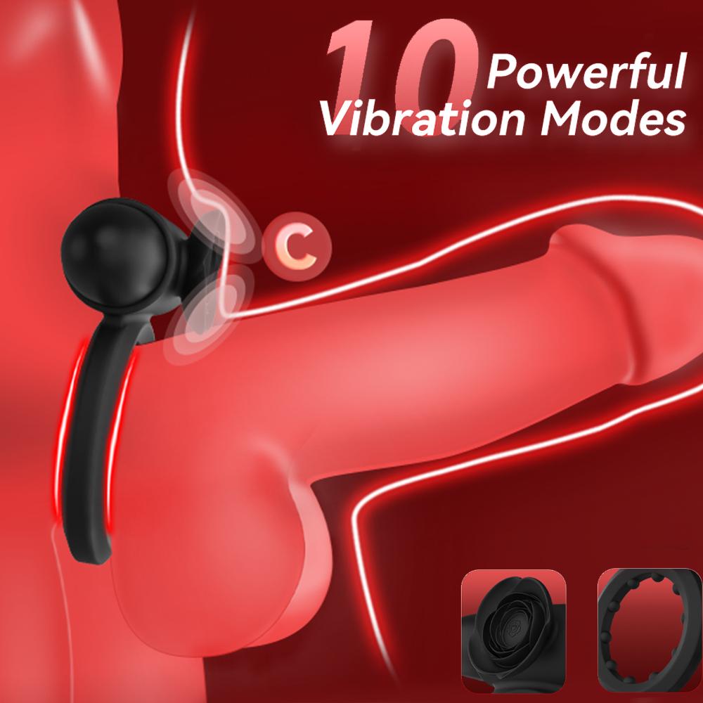 Mini Rose Couple's Cock Ring,Penis Vibrator Extender for Delayed Ejaculation and Erection,G-Spot Clitoral Stimulation, Couple's Adult Sex Toy