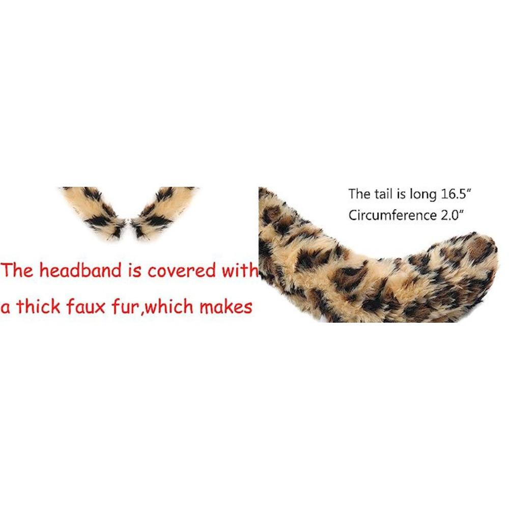 Set Orecchie e Coda Tigre Leopardo 2026 Costume Gioco di Ruolo di Halloween Adulti Bambini Animale Selvatico Aspetto Feroce a Tema Festivo
