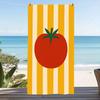 Gestricktes Strandtuch mit Tomaten-Print und Streifen, leicht, schnell trocknend, weiche Mikrofaser, für Reisen und Schwimmen