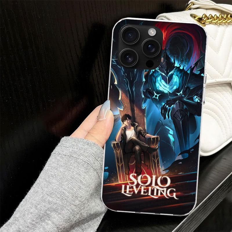 Anime S-Solos L-Levelings Case for iPhone 17 Air 16 16E 15 14 11 Pro Max Soft Phone Cover 12 13 Mini 7 SE 2020 8 Silicone Black