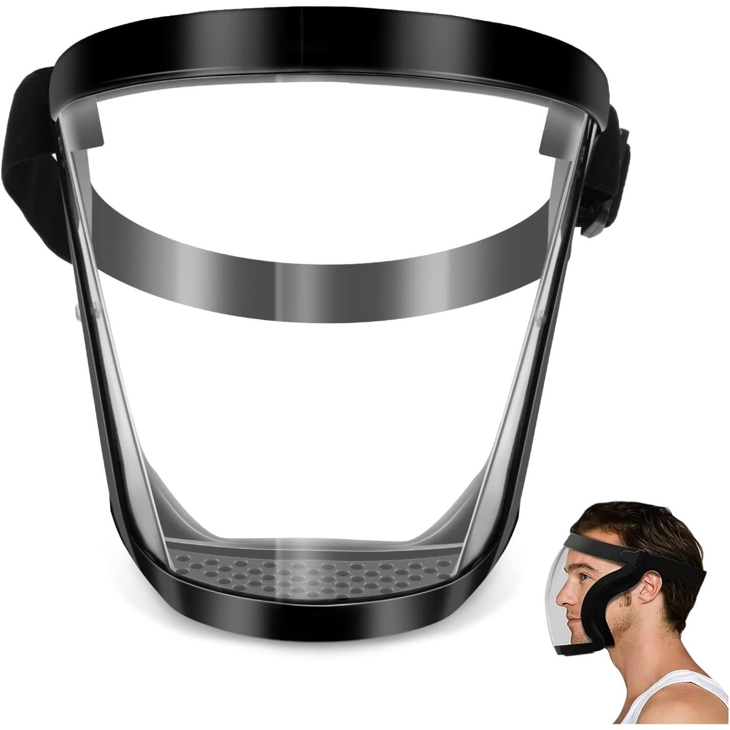 Full Face Shield, Clear Full Face Protective Shield, Reusable Anti-Fog and Anti-Static Transparent Face Mask, Adjustable Breathable Face Mask