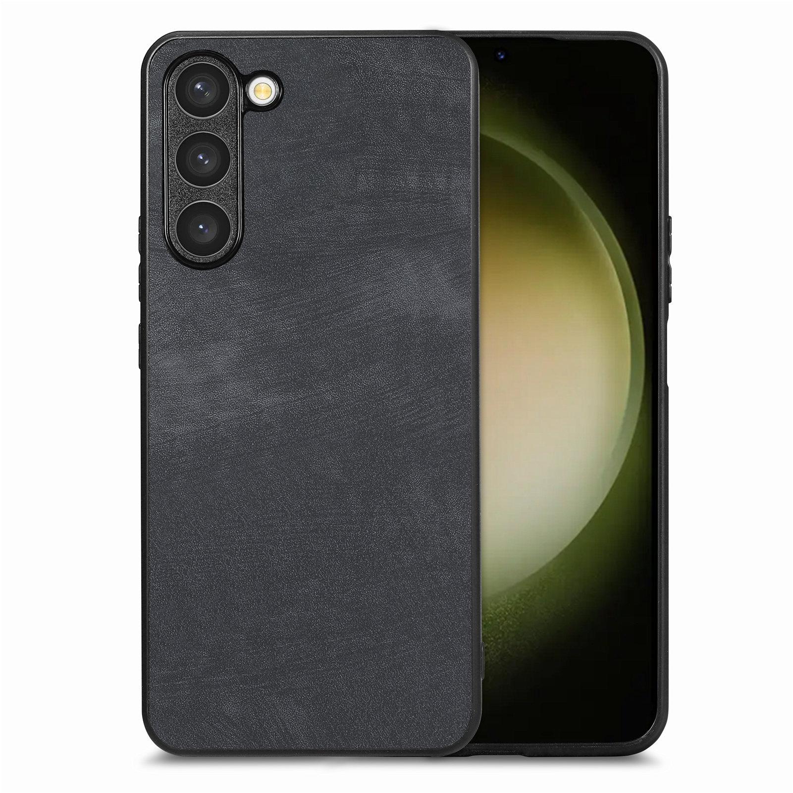 

Для Samsung Galaxy S23 Чехол Противоударный Тонкий Ретро Кожаный Задняя Крышка Телефона Black