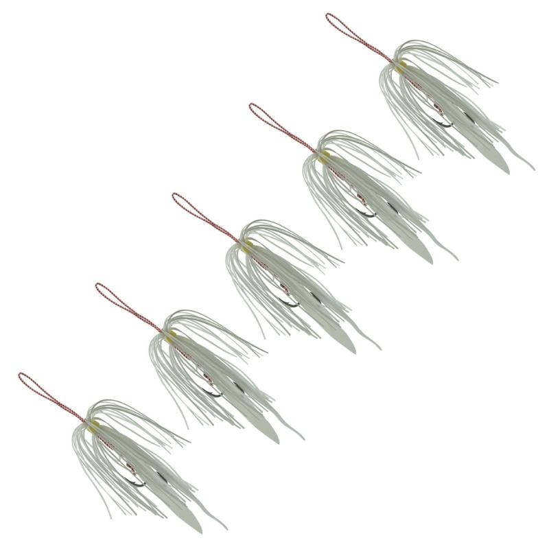 5er Pack Haken aus Kohlenstoffstahl mit doppeltem Jigging-Assist-Haken Salzwasser-Angelhaken Ersatzhaken Vertikale Jigs Köder Hakenset