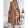 Women's Long Skirt Lapel Casual Loose Long Sleeve Ruffle Shirt Dress Fashion Dresses