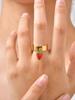 Strawberry Ring Stainless Steel Gold Open Adjustable Fashion Fruit Jewelry for Women Cute Gift