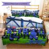Name Custom Blue Lock Pattern Bedding Set Quilt Cover Pillowcase Home Decor Gift (1 * Duvet Cover + 2 * Pillowcase, Without Core)