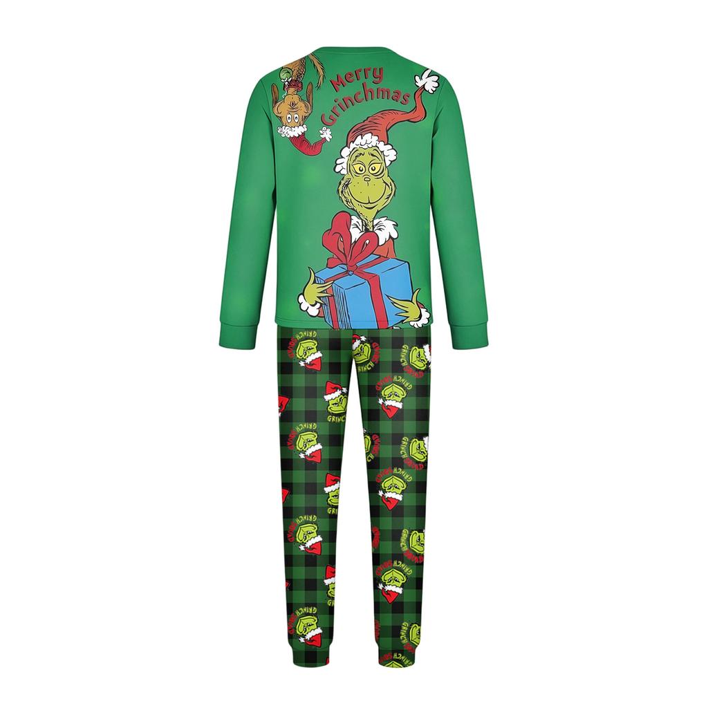 Christmas Family Matching Pajama Set with Festive Print, Long Sleeve and Long Pants for Parents and Kids