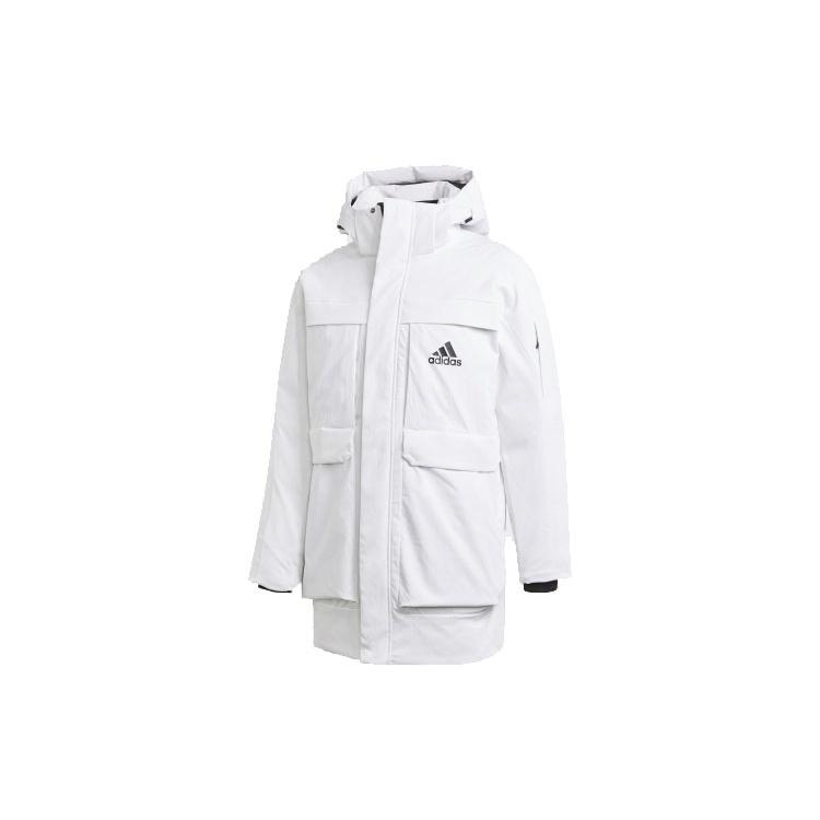 adidas Full-length zipper Cardigan Multiple Pockets Down Jacket Couple Style White Unisex GN9838 M