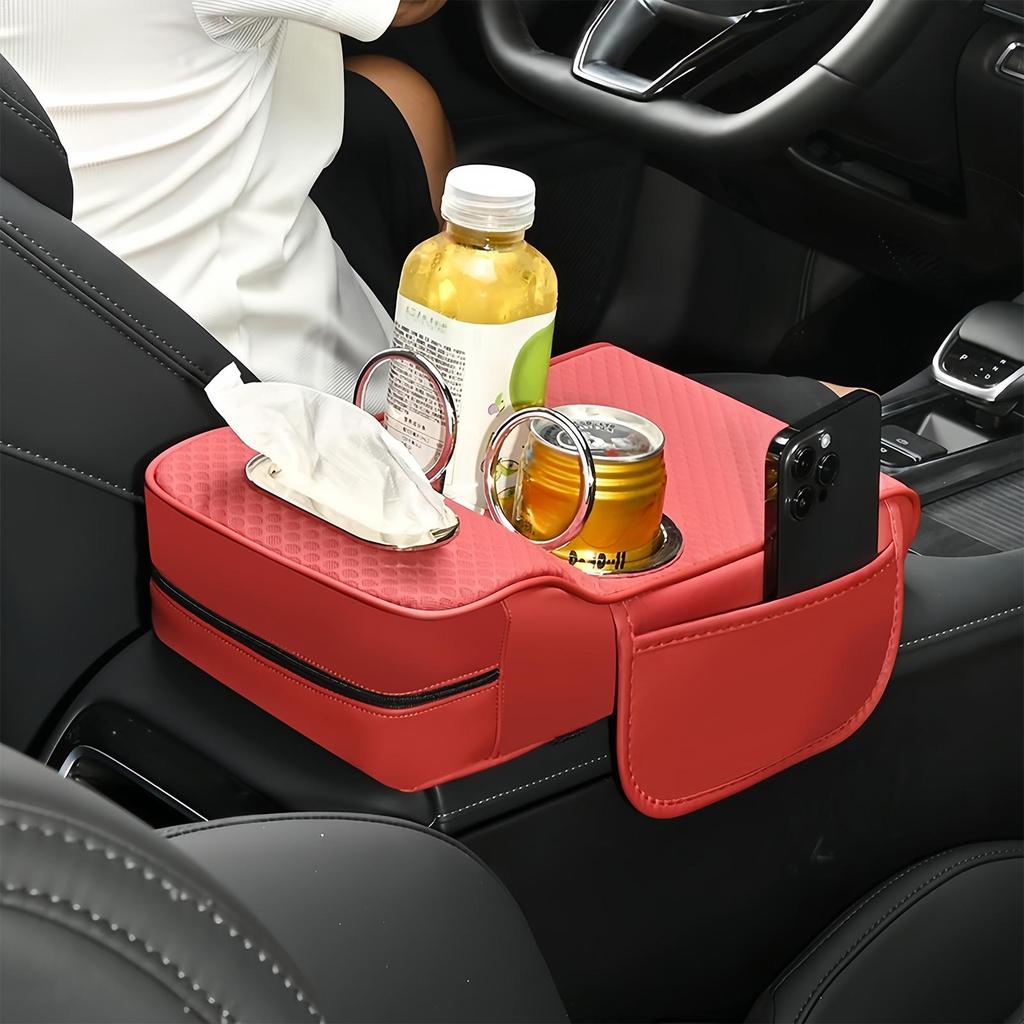 Car Armrest Storage Box Long-Lasting Organization With Elastic Strap Car Center Console Storage Box For Family Adults Men Women