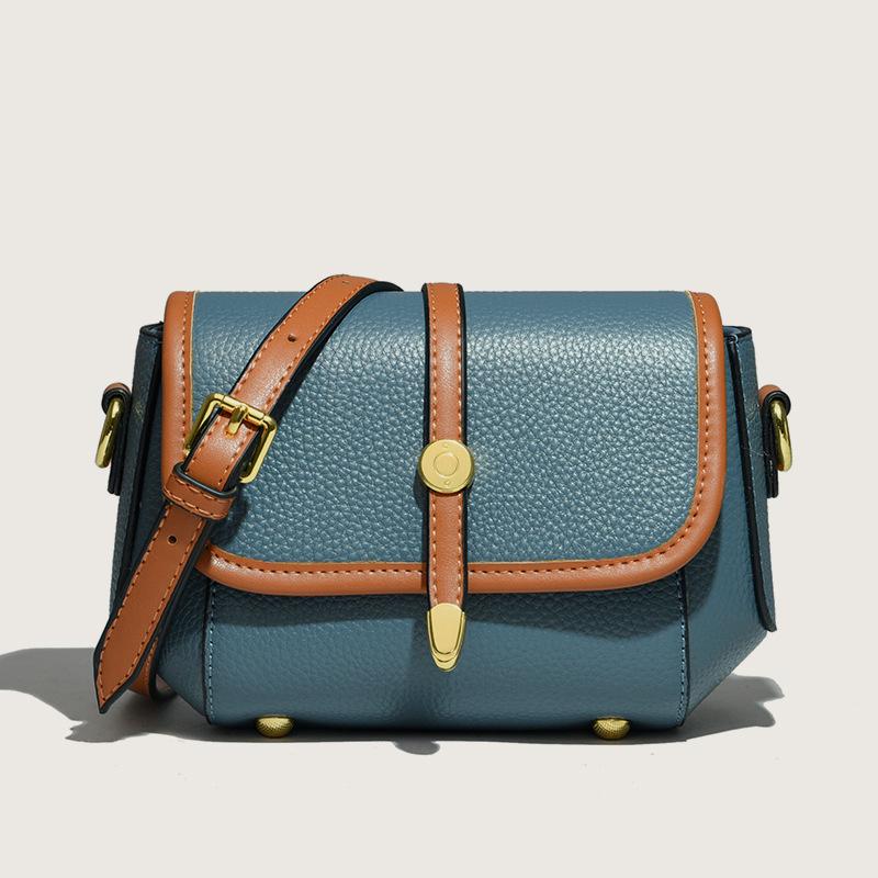 Leather High-End Women'S Bag Trendy Fashion Shoulder Messenger Bag First Layer Cowhide Small Square Bag