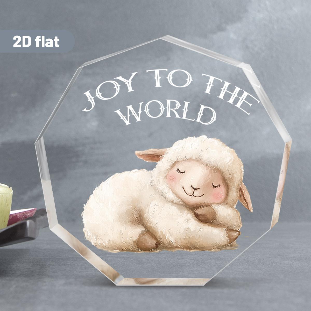 1pc Joyful Lamb 2D Acrylic Tabletop Decor, Classic Style, Multipurpose Frameless Irregular Shape, No Electricity Needed, with English Text 8.6*9cm