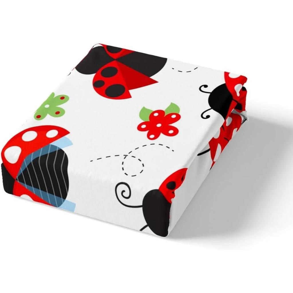 Roztomilá sada povlečení s beruškami, Vzor červených květů Chlapecké, Dívčí, Pro dospělé Povlečení Mikrovlákno Povlak na přikrývku na zip a 2 povlaky na polštáře