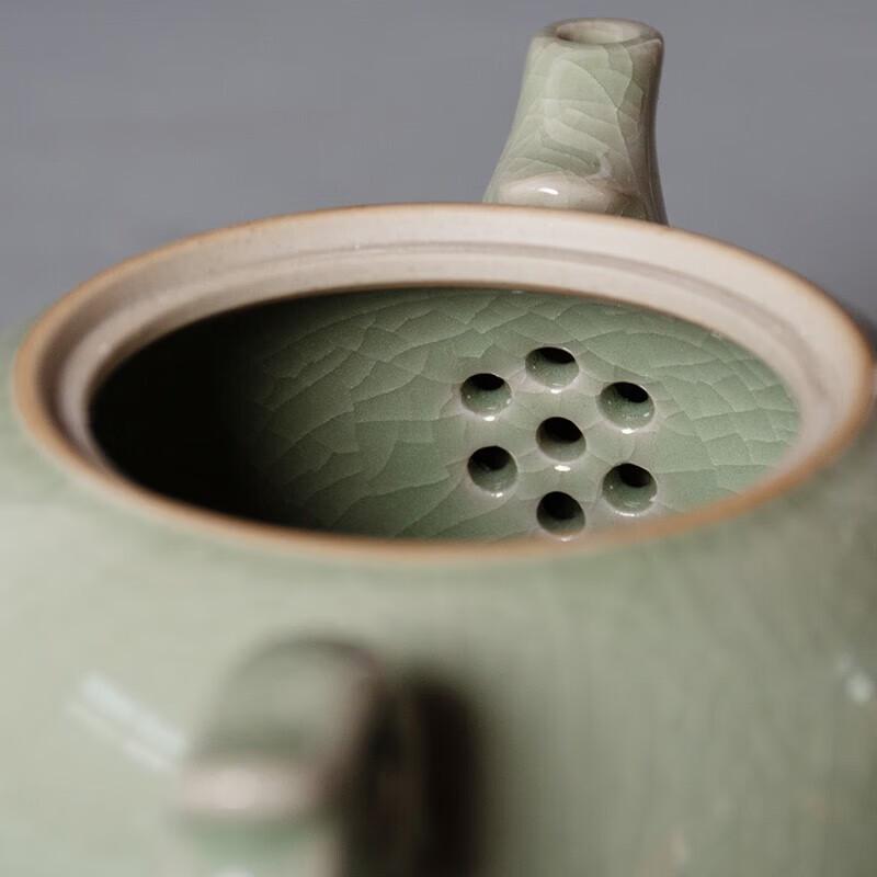 Hongbao Ru Kiln Pink-Green Elegant Tea Set (1 Pot, 2 Cups)