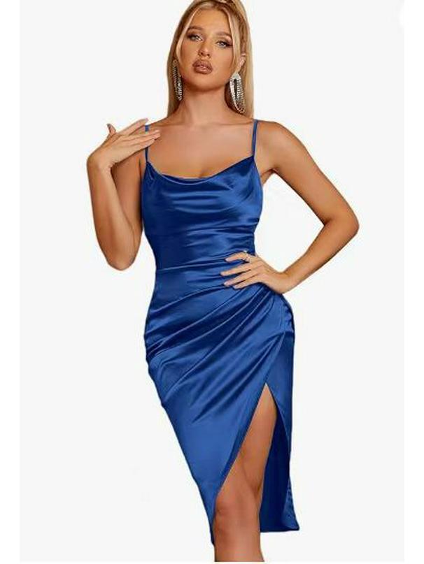 Abito Slimming Sottile Satinato Chic Europeo e Americano 2025 con Spallina Sexy