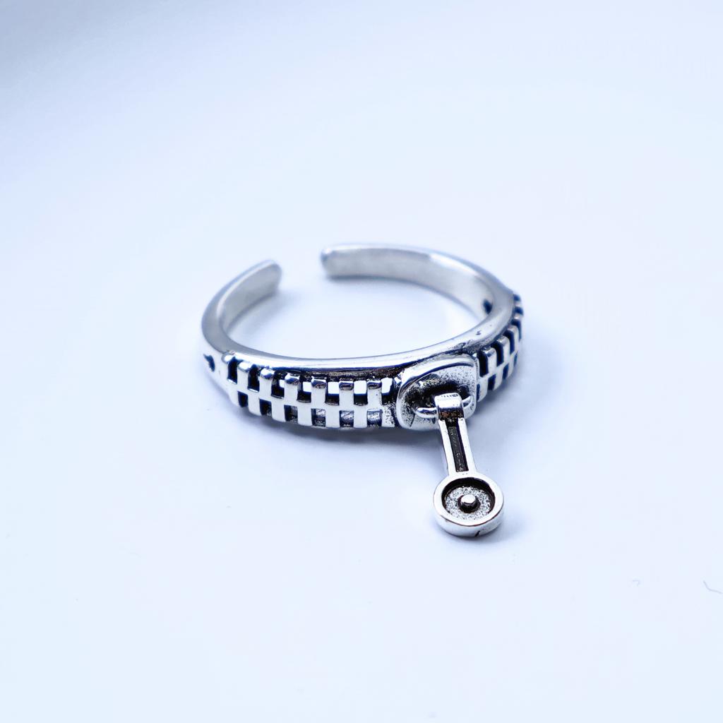 Retro JOJO Bucciarati Zipper Adjustable Open Ring For Men Silver-plated Copper Gothic Punk Edgy Jewelry Niche Accessories Gift