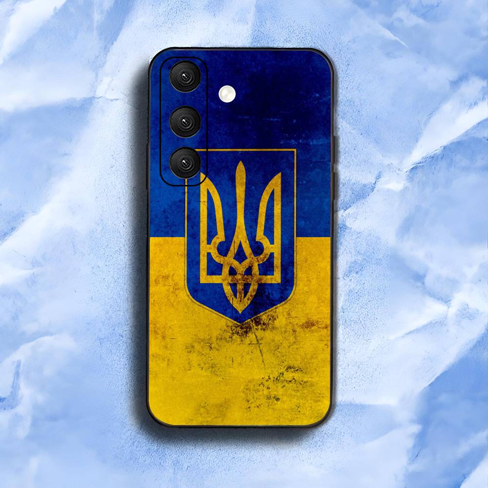 Ukraine Flag For Samsung Galaxy S25 S24 S23 Ultra S22 S21 Plus S20 Black Soft Silicone Protective Case