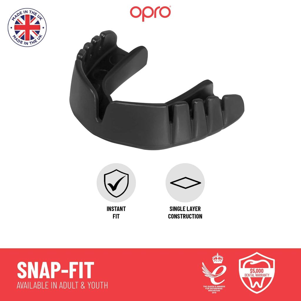 OPRO Sports No Boiling Made In the UK Snap-Fit Mouthguard, Needed, [Official Store] (Children's, Clear)