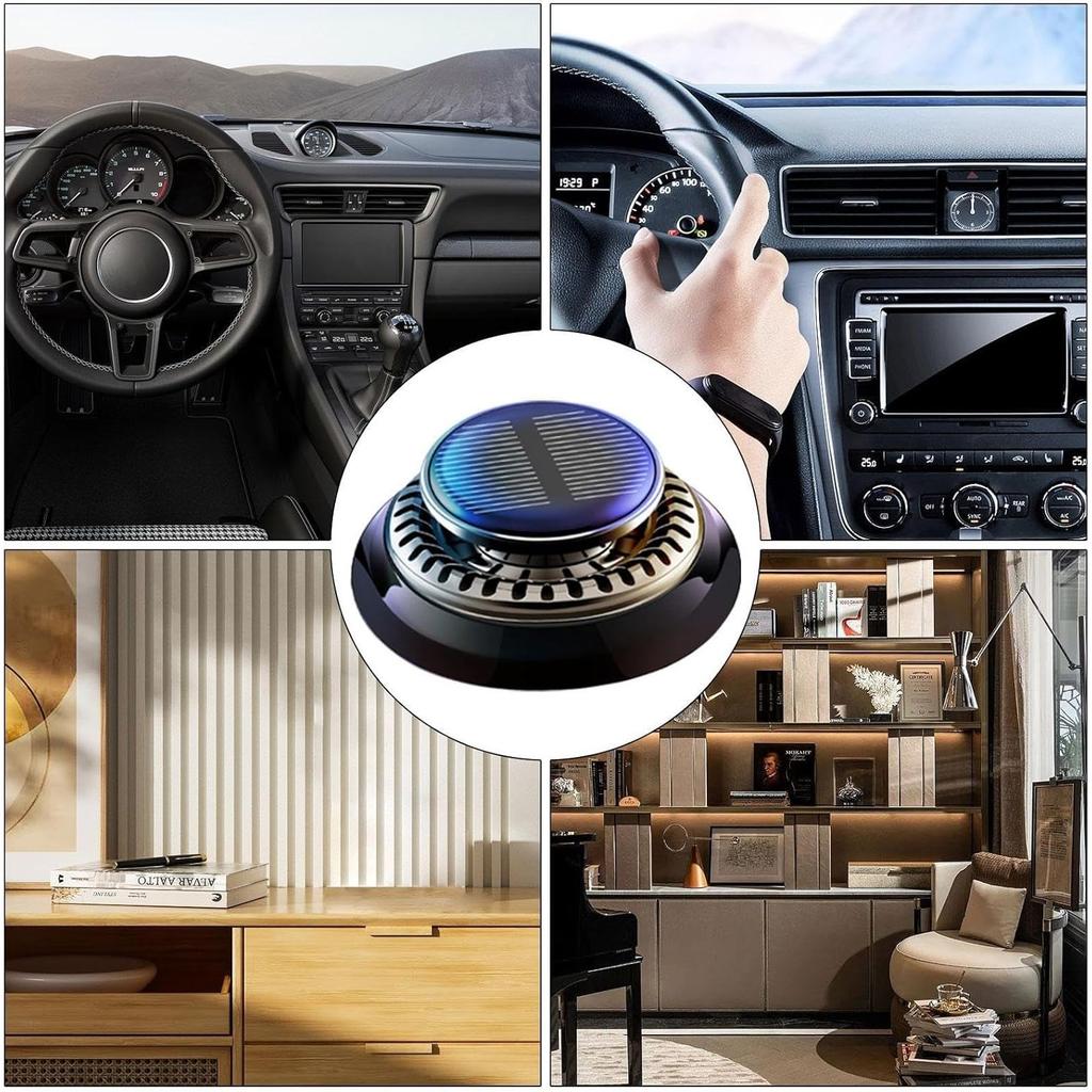 Solar Powered Car Air Freshener - Cyclone Car Diffuser Solar Odor Eliminator Fragrance Ornament White