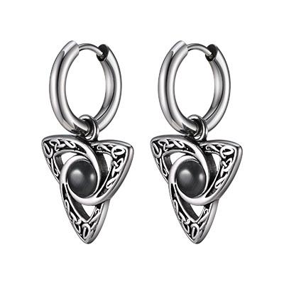 Moonstone Hoop Earrings for Men Boys Stainless Steel Ear Drop,New Fashion Punk HipHop Cool Jewelry Gifts for New Year