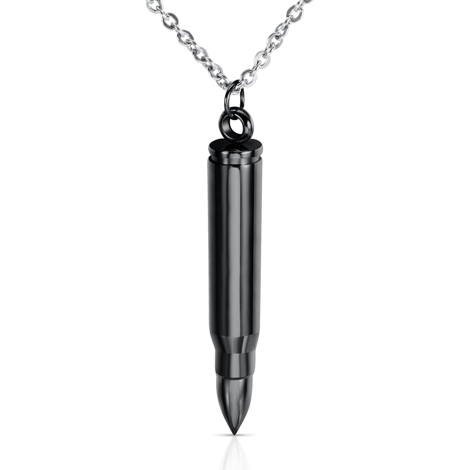 Popular Hot Sale Personalized Bullet Head Pendant Necklace Veteran Memorial Bullet Head Stainless Steel Engravable Logo Pendant 50cm