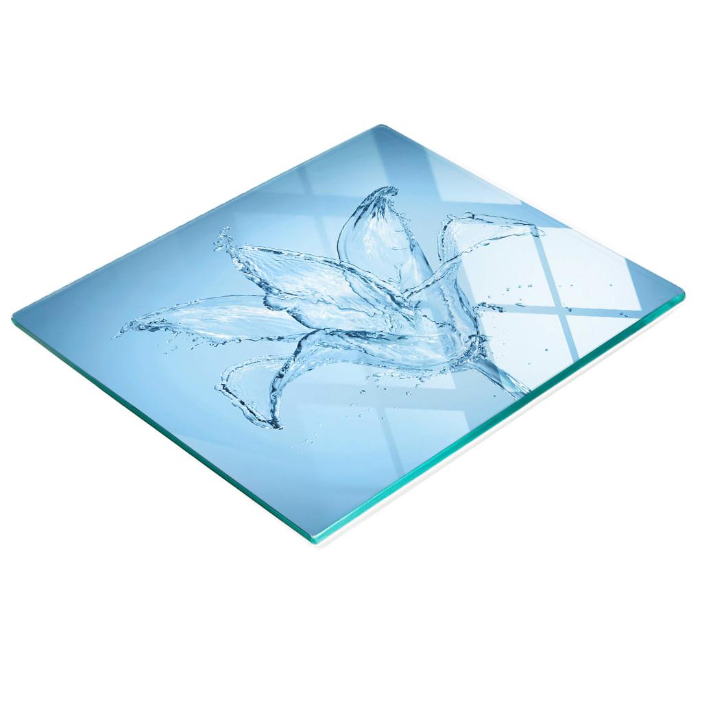 Durable and Stylish Glass Kitchen Backsplash with Water Lily Pattern 60X52 Cm