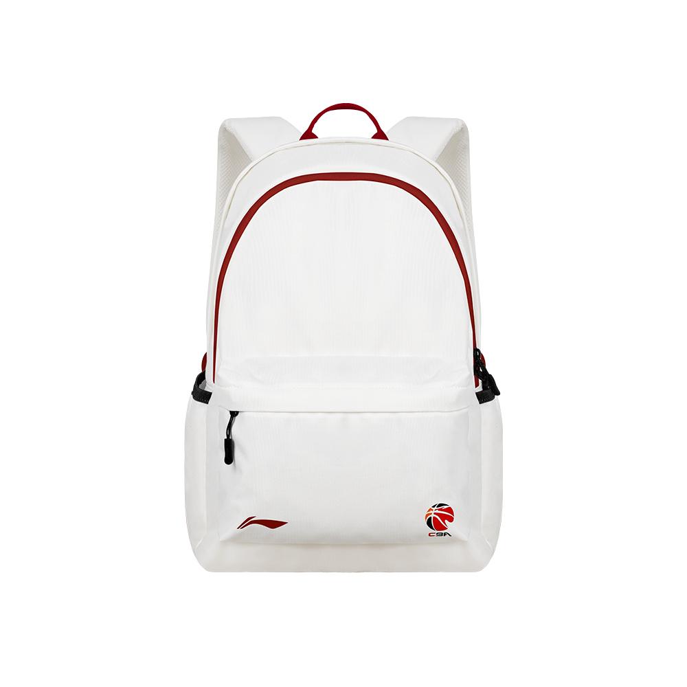Li Ning 19.5L CBA Versatile Lightweight Polyester Backpack Unisex Backpack White Red ABSV467-2 White Red