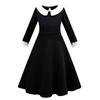 Addams Family Cosplay Girls' Long Sleeve Dress For Children Black Polyester Fabric