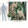 Elegant Shower Curtain With White Crane And Green Leaves Art Nouveau With 12 Hooks, Decorative Shower Curtain For The Bathroom
