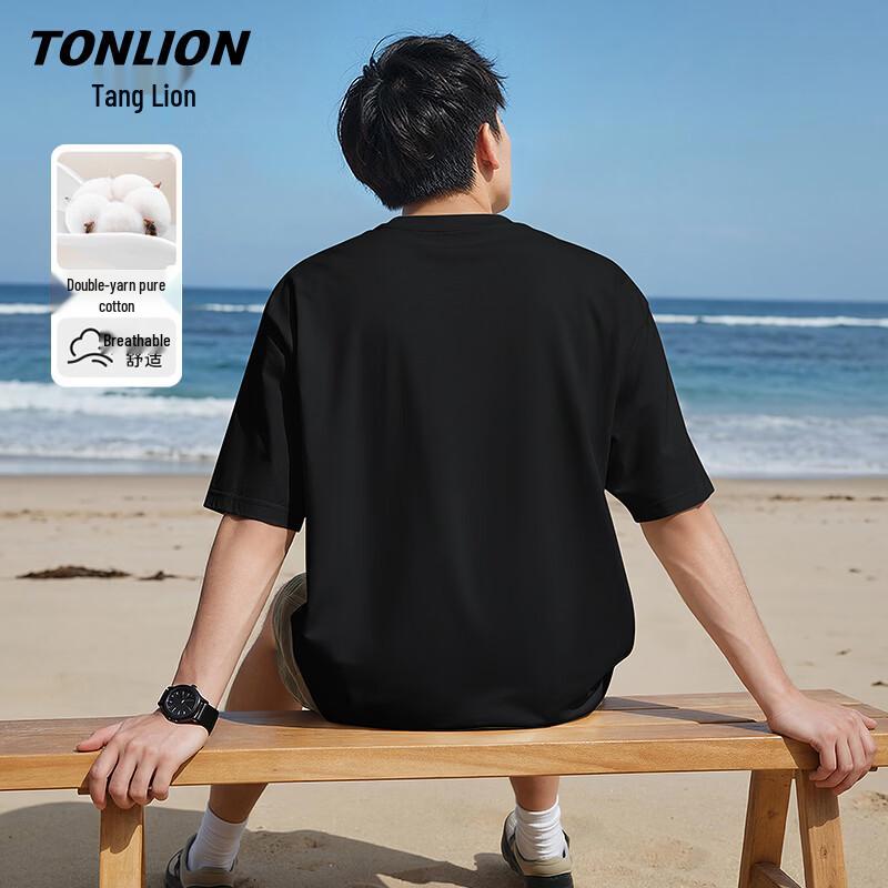 TonLion Men s Cotton Short Sleeve T-Shirt L
