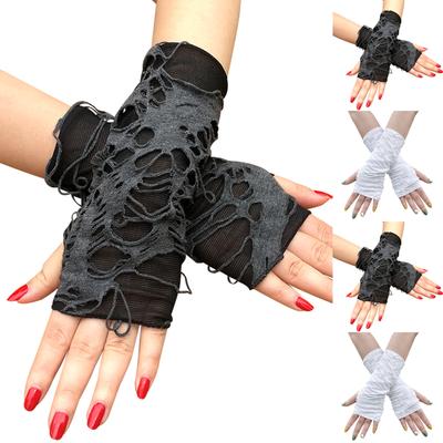 Winter Black Leather Gloves With Holes