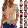 Women's T Shirt Print Button Short Sleeve Daily Weekend Fashion Basic V-Neck Regular Top
