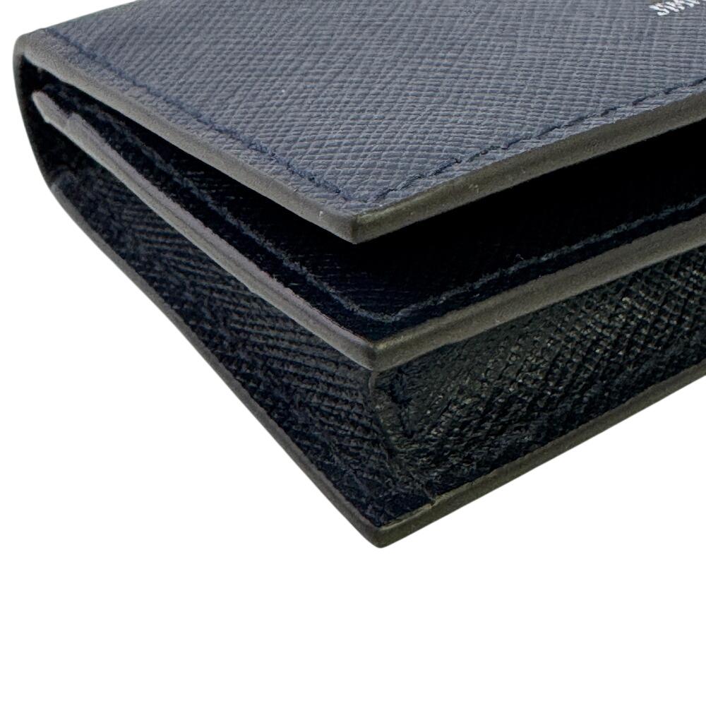 JIMMY CHOO name card holder logo leather Card Case Navy leather Used